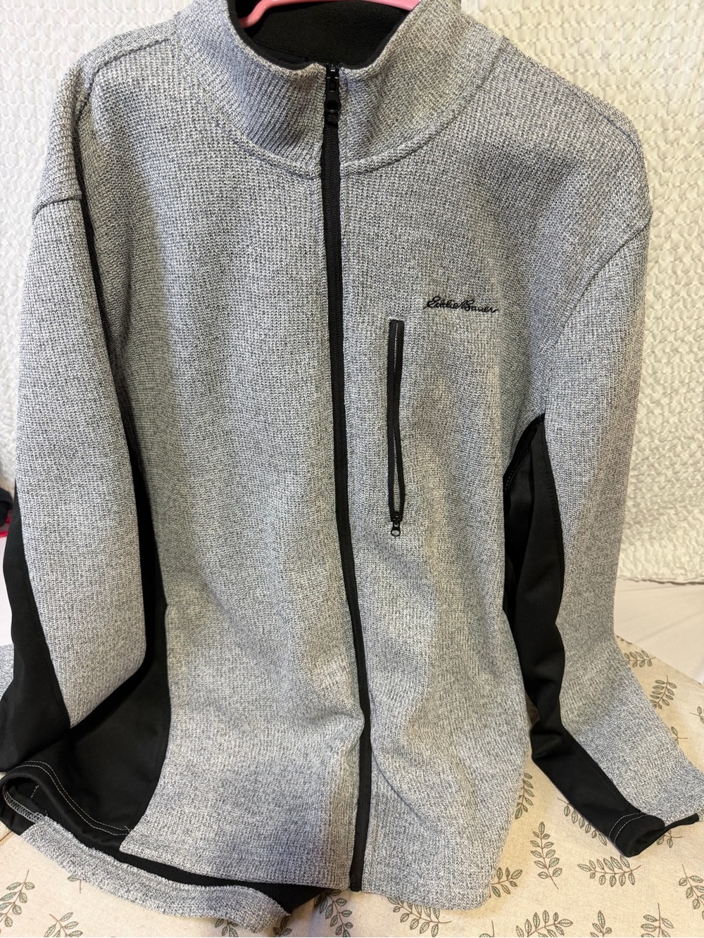Eddie Bauer Gray and Black Knit Full-Zip Jacket